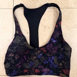 Lululemon Athletica Black Floral Sports Bra